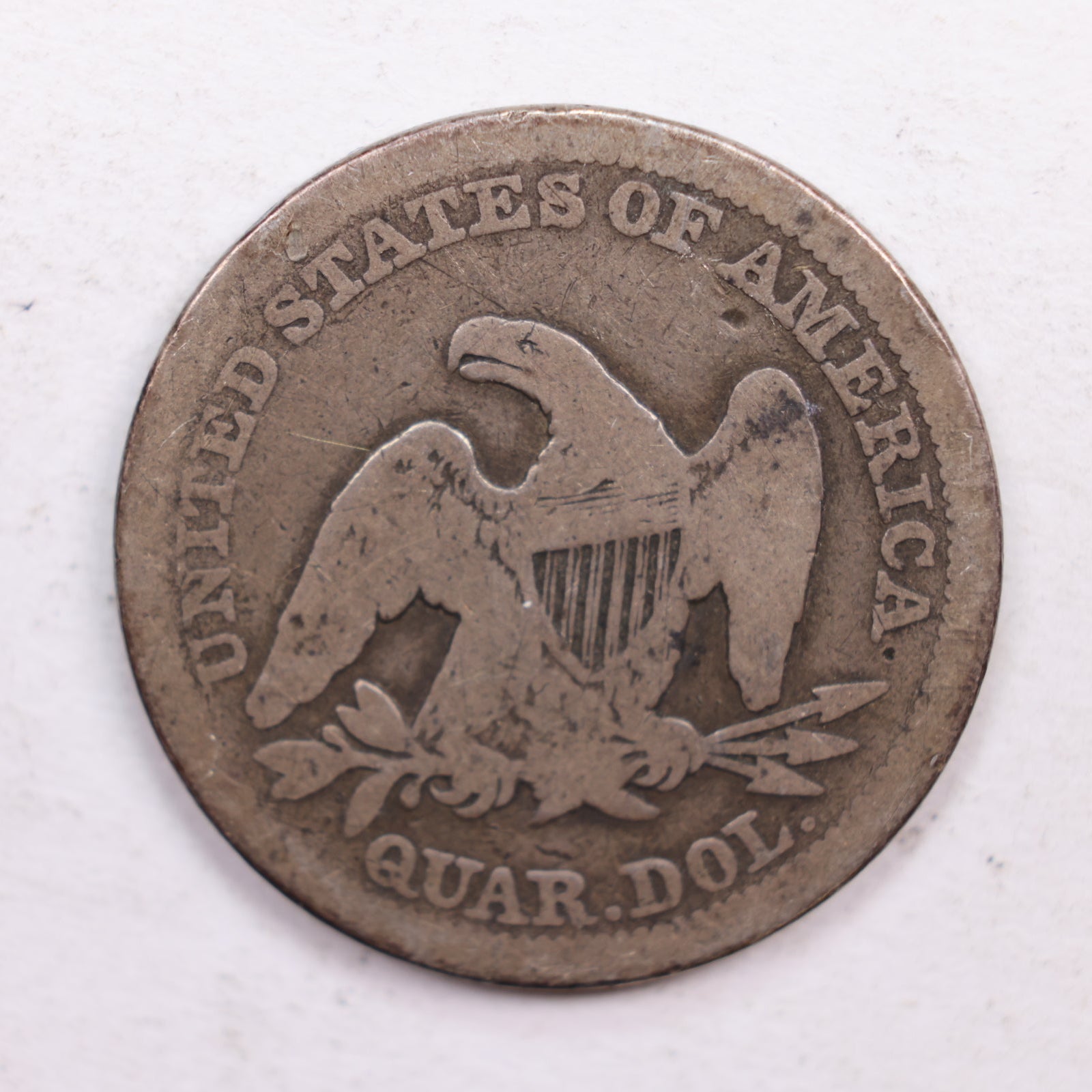 1856 Seated Liberty Quarter., Very Good Circulated Coin., Store #QR544.
