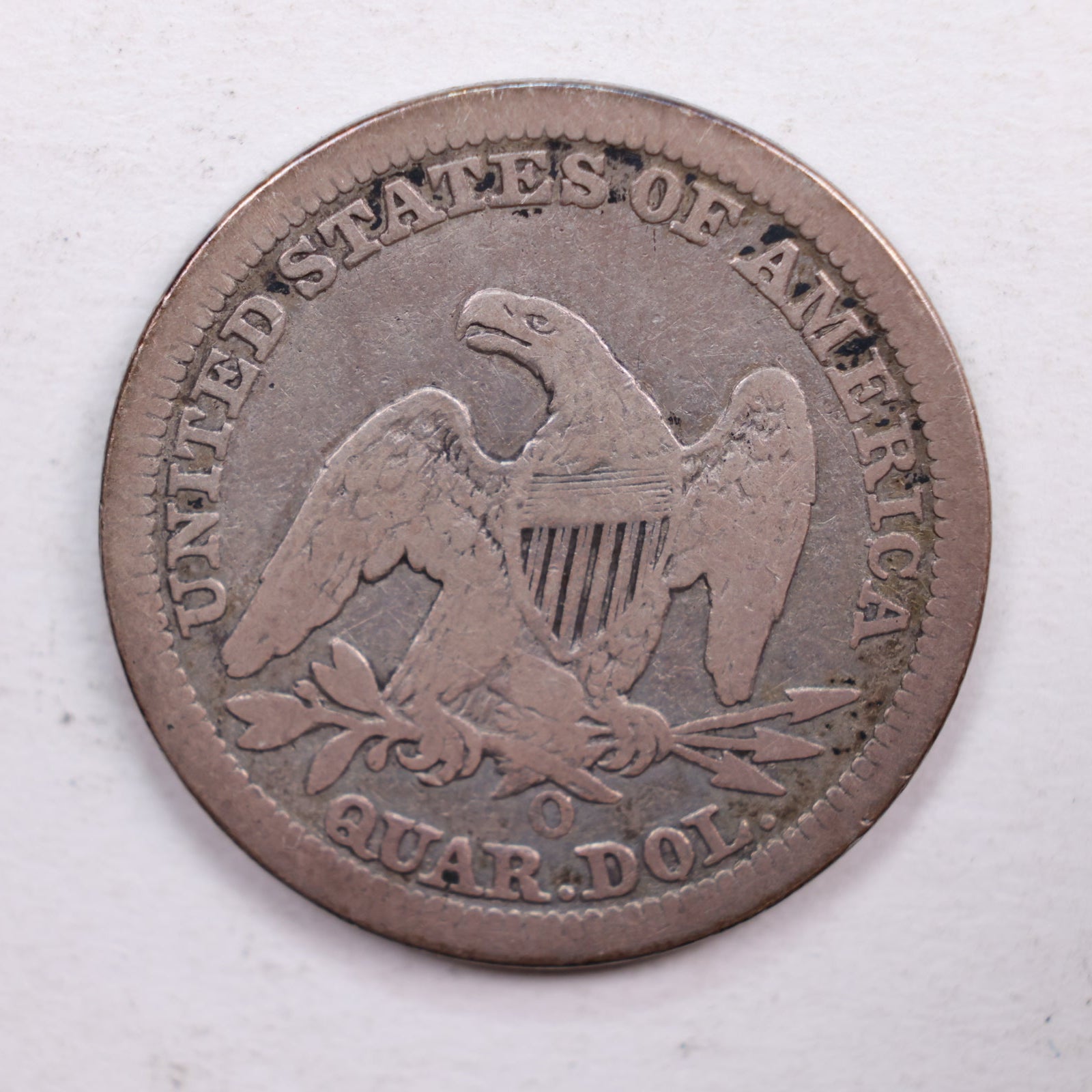 1844-O Seated Liberty Quarter., Very Good Circulated Coin., Store #QR545.