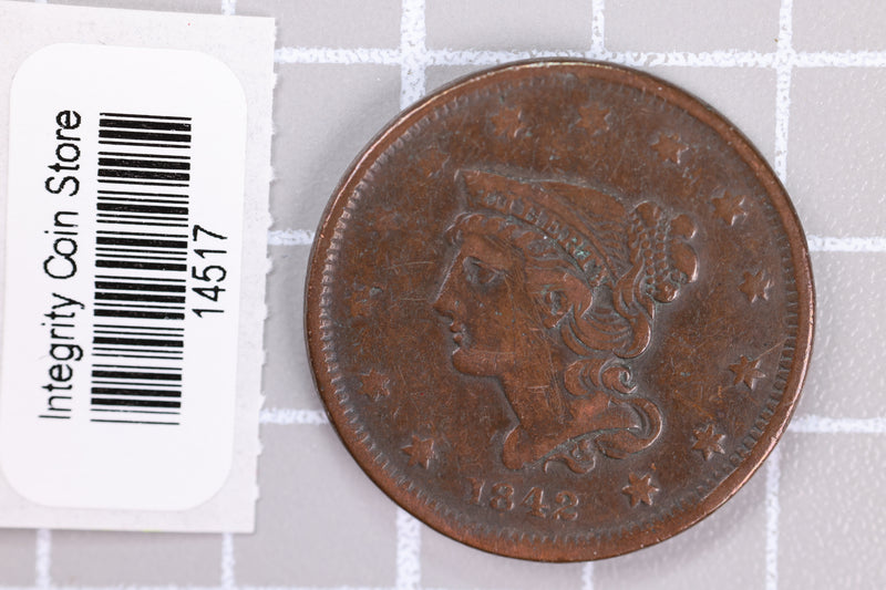 1842 Large Cent, Affordable Circulated Coin, Store Sale