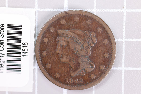 1842 Large Cent, Affordable Circulated Coin, Store Sale #14518