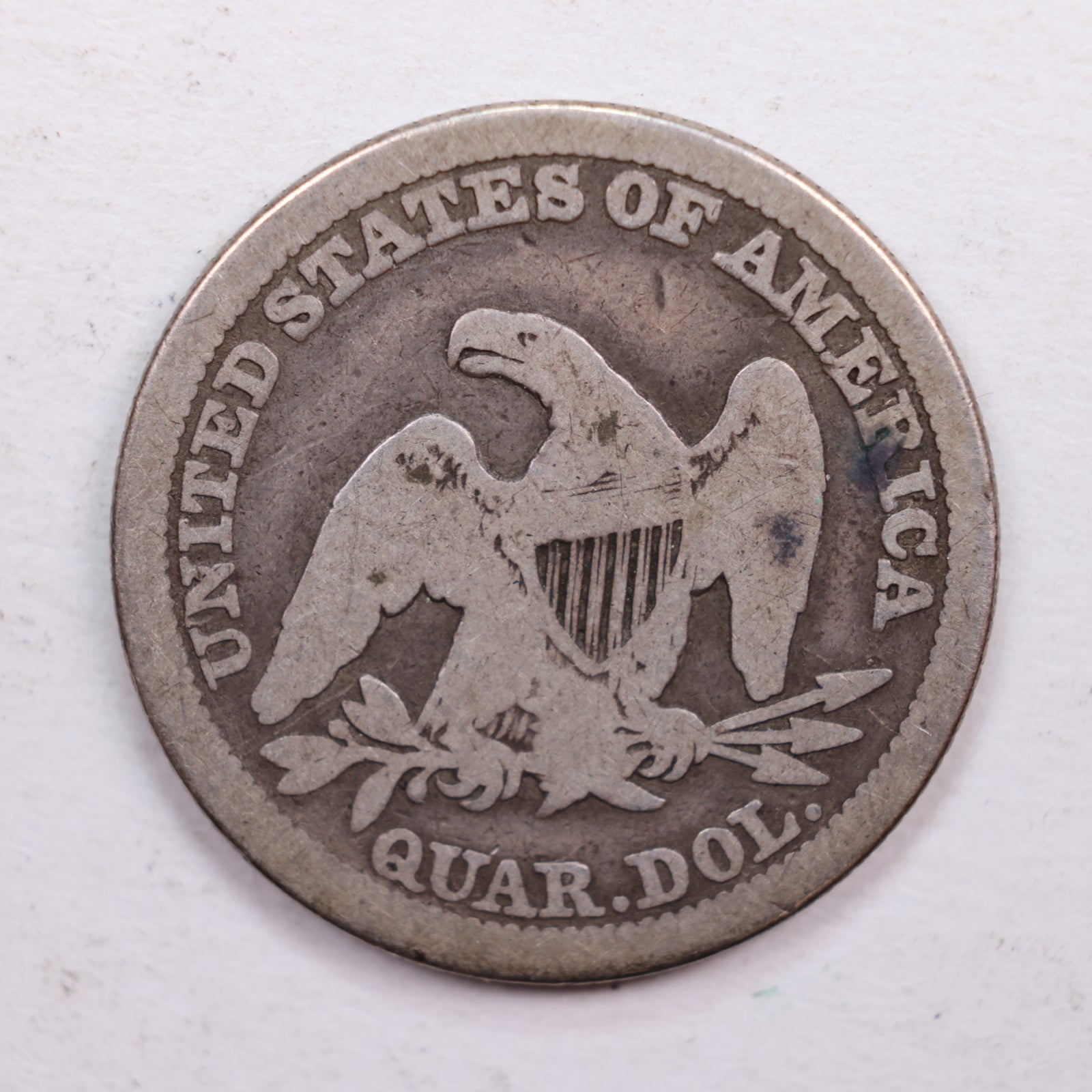 1847 Seated Liberty Quarter., Very Good Circulated Coin., Store #QR546.