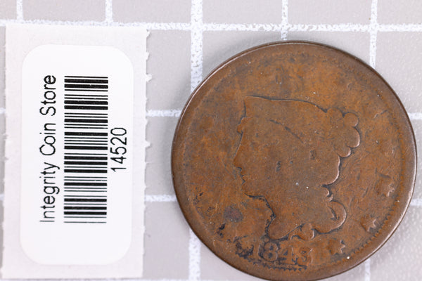 1843 Large Cent, Affordable Circulated Coin, Store Sale #14520