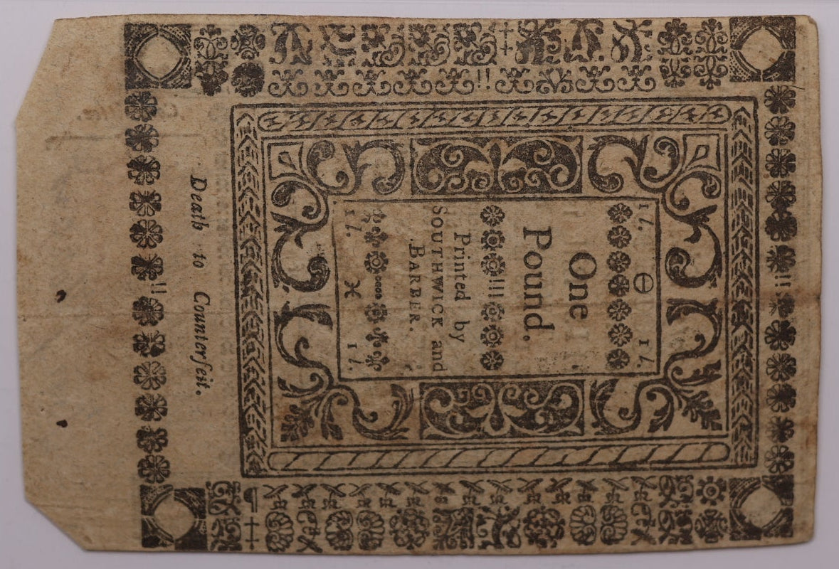 May 1786, 20 Shillings. Rhode Island, Colonial Note, Fr#RI-298, PMG VF30, Store #GCY004