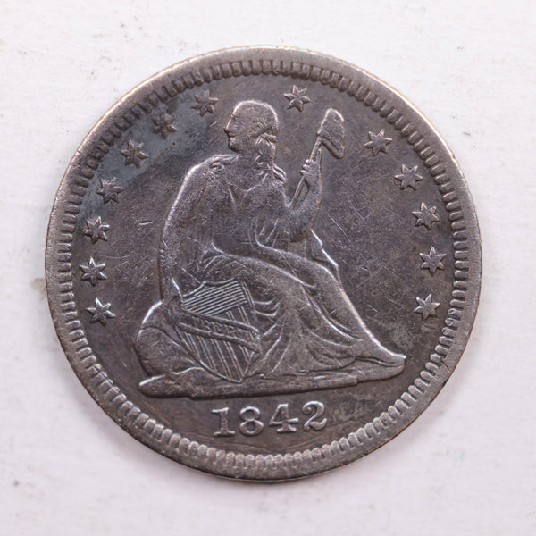 1842 Seated Liberty Quarter., Extra Fine Circulated Coin., Store #QR549.