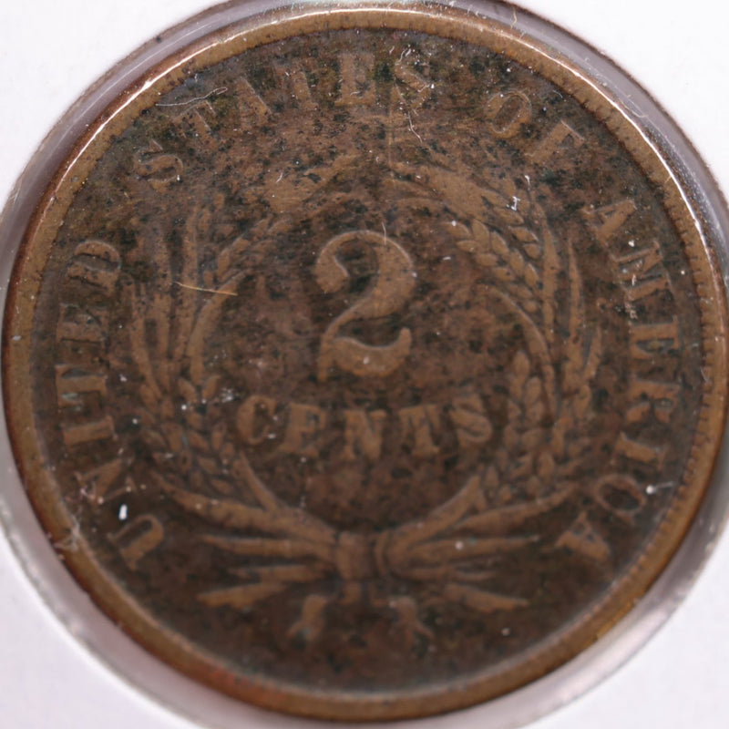1864 Two-Cent Piece, Very Good Circulated Coin, Store
