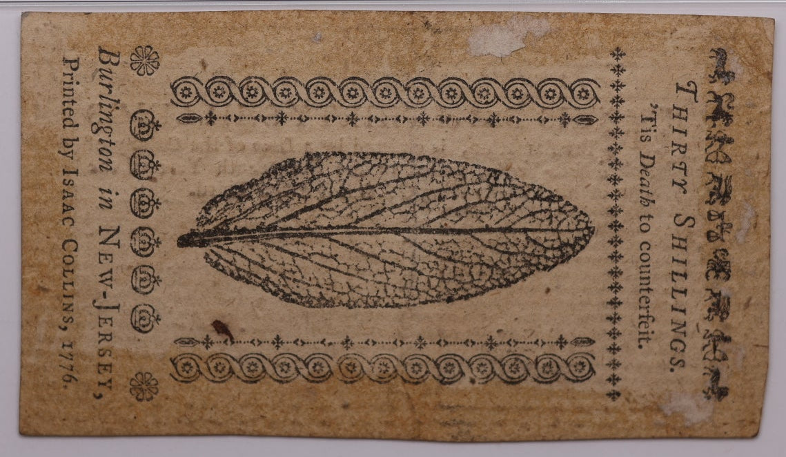 March 25, 1776, 30 Shillings. New Jersey, Colonial Note, Fr#NJ-181, PMG UNC-53, Store #GCY009