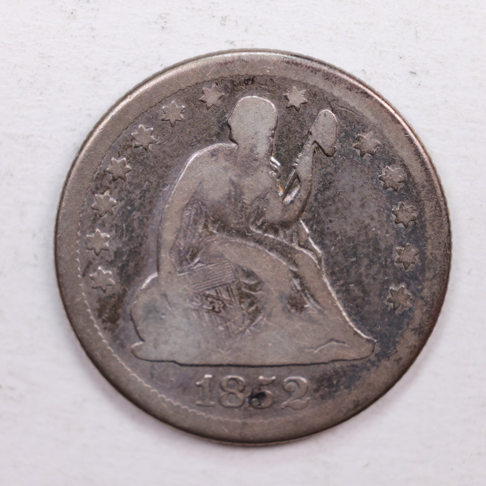 1852-O Seated Liberty Quarter., Very Good Circulated Coin., Store #QR552.
