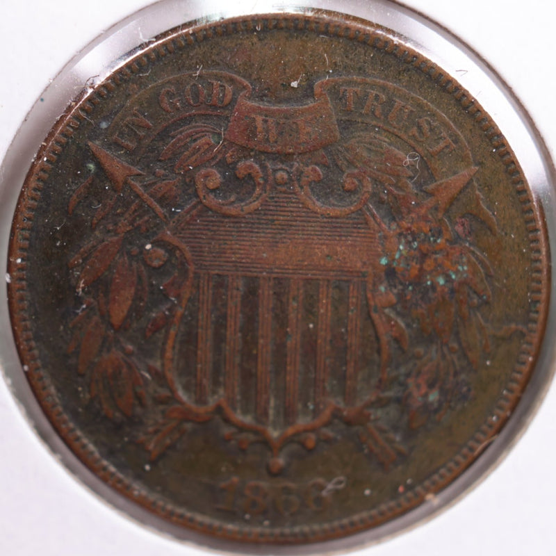 1866 Two-Cent Piece, Fine Circulated Coin, Store