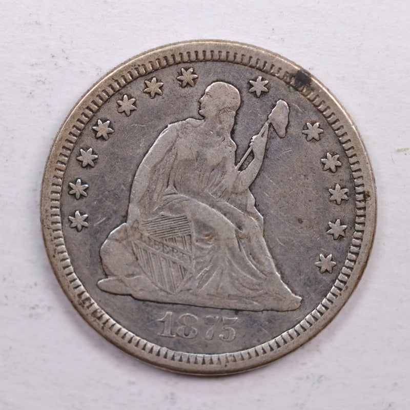 1875-CC Seated Liberty Quarter., Very Fine Circulated Coin., Store
