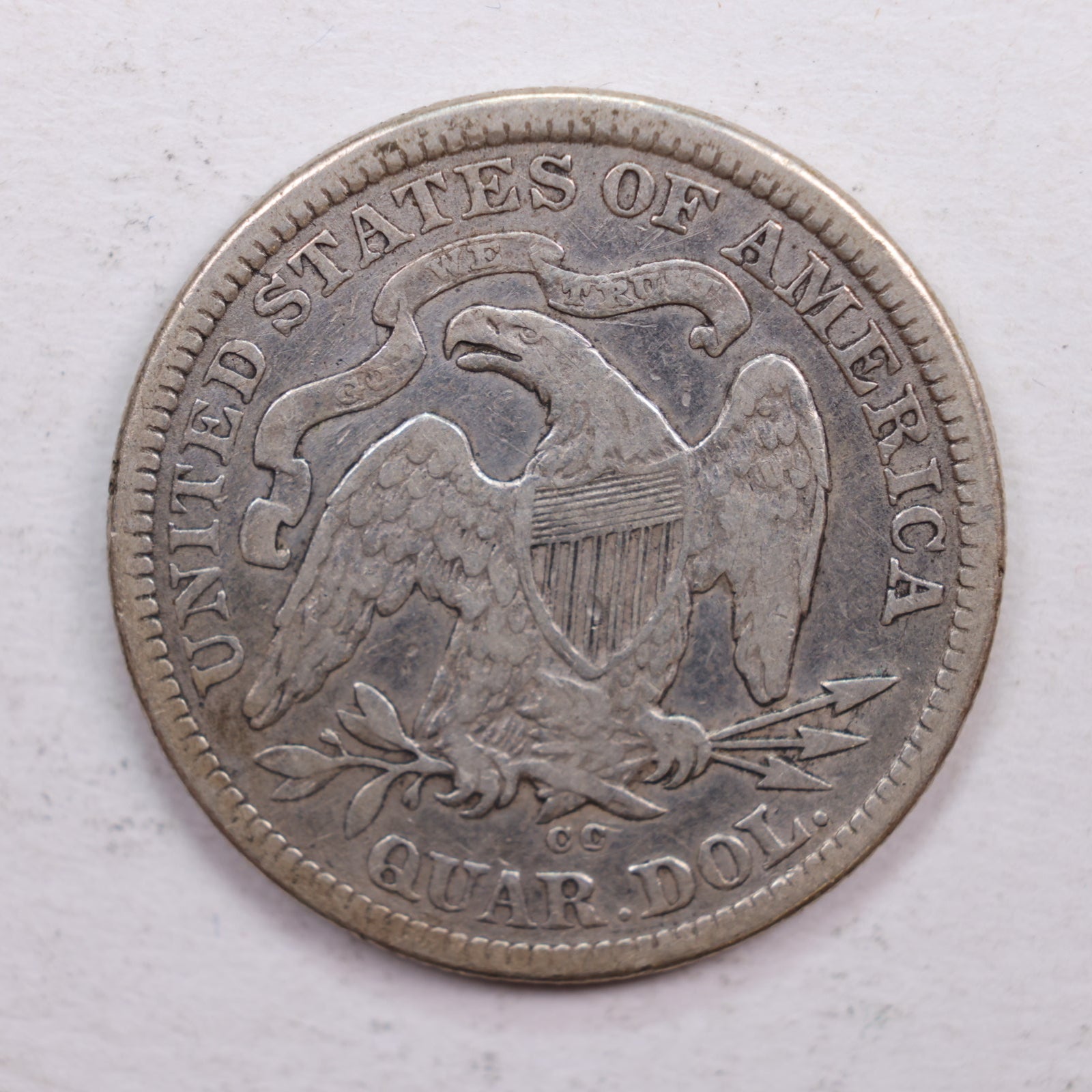 1875-CC Seated Liberty Quarter., Very Fine Circulated Coin., Store #QR553.