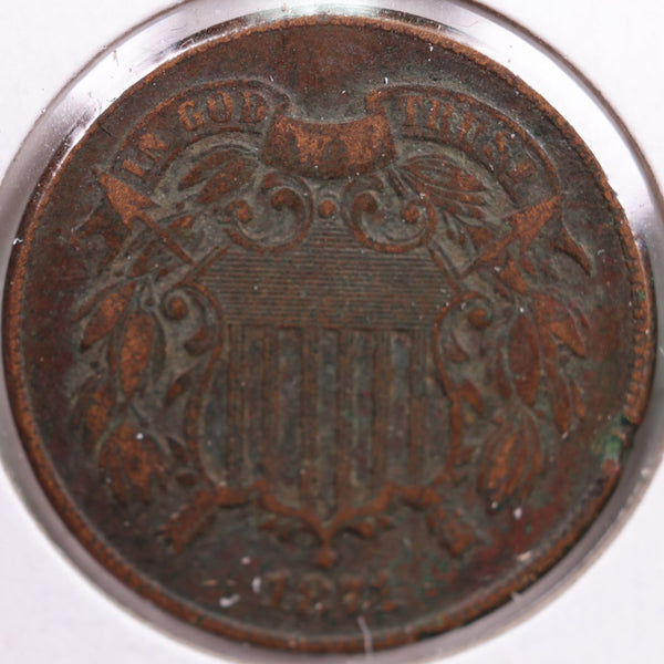 1871 Two-Cent Piece, Very Good Circulated Coin, Store #2C0008