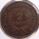 1871 Two-Cent Piece, Very Good Circulated Coin, Store