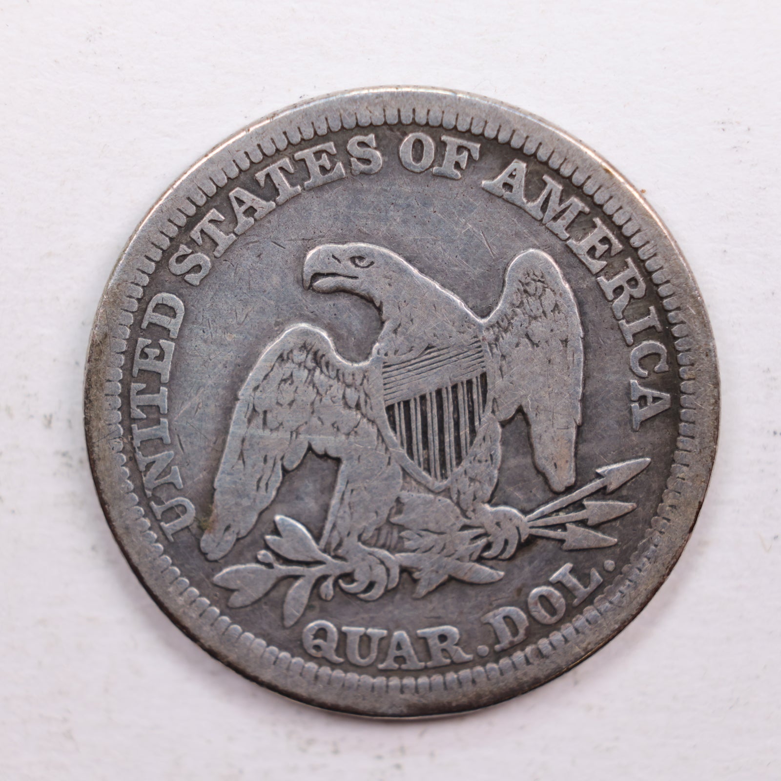 1857 Seated Liberty Quarter., Fine Details Circulated Coin., Store #QR559.
