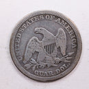1857 Seated Liberty Quarter., Fine Details Circulated Coin., Store