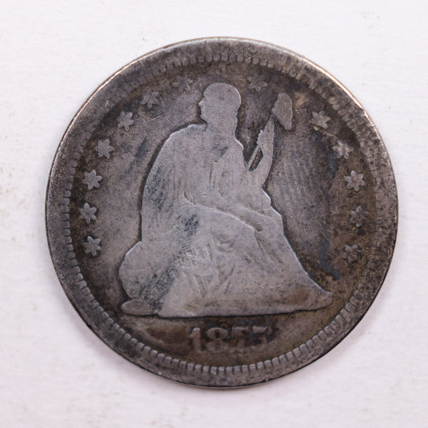 1875-S Seated Liberty Quarter., Very Good Circulated Coin., Store #QR562.
