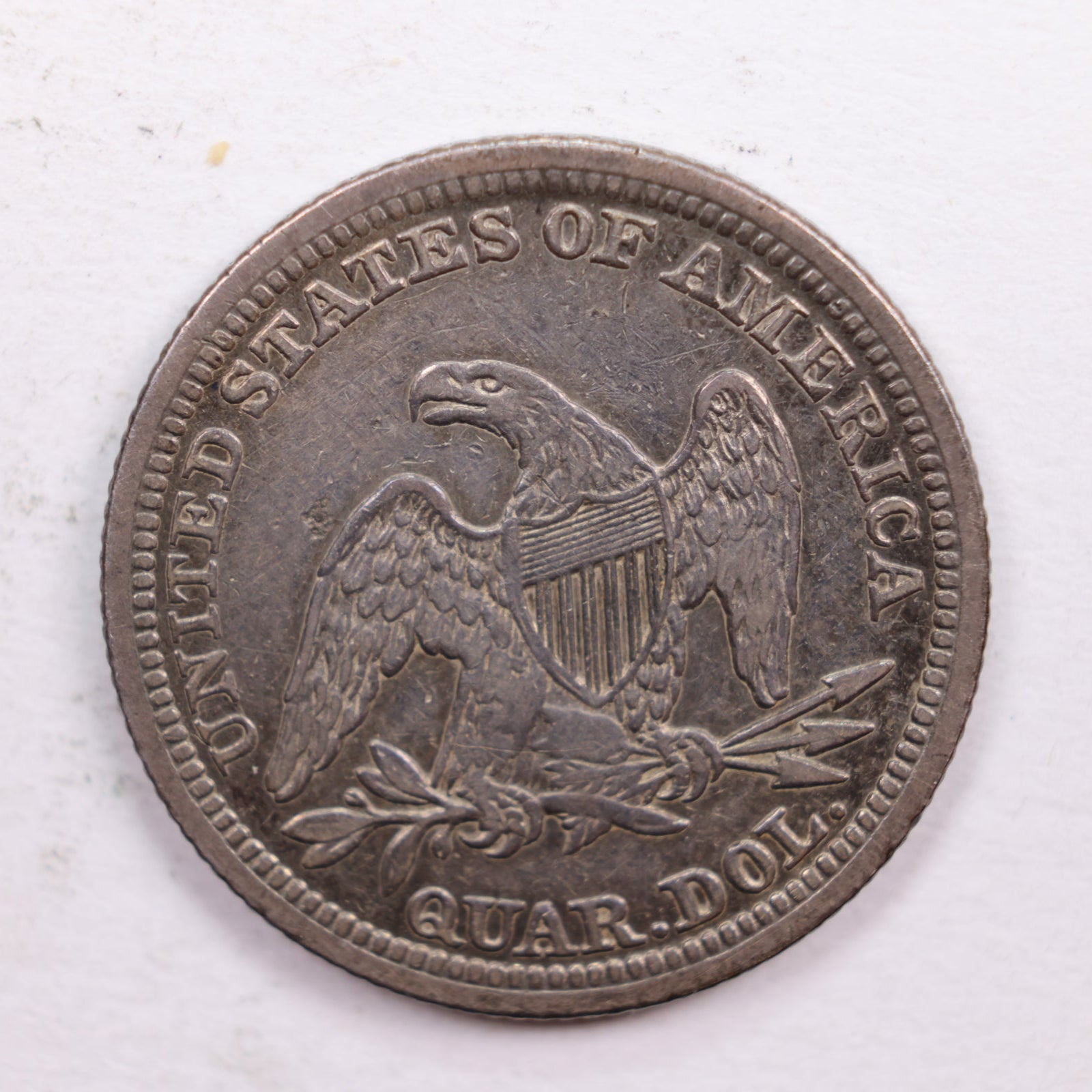 1840 Seated Liberty Quarter., With Drape., About Uncirculated Coin., Store #QR565.
