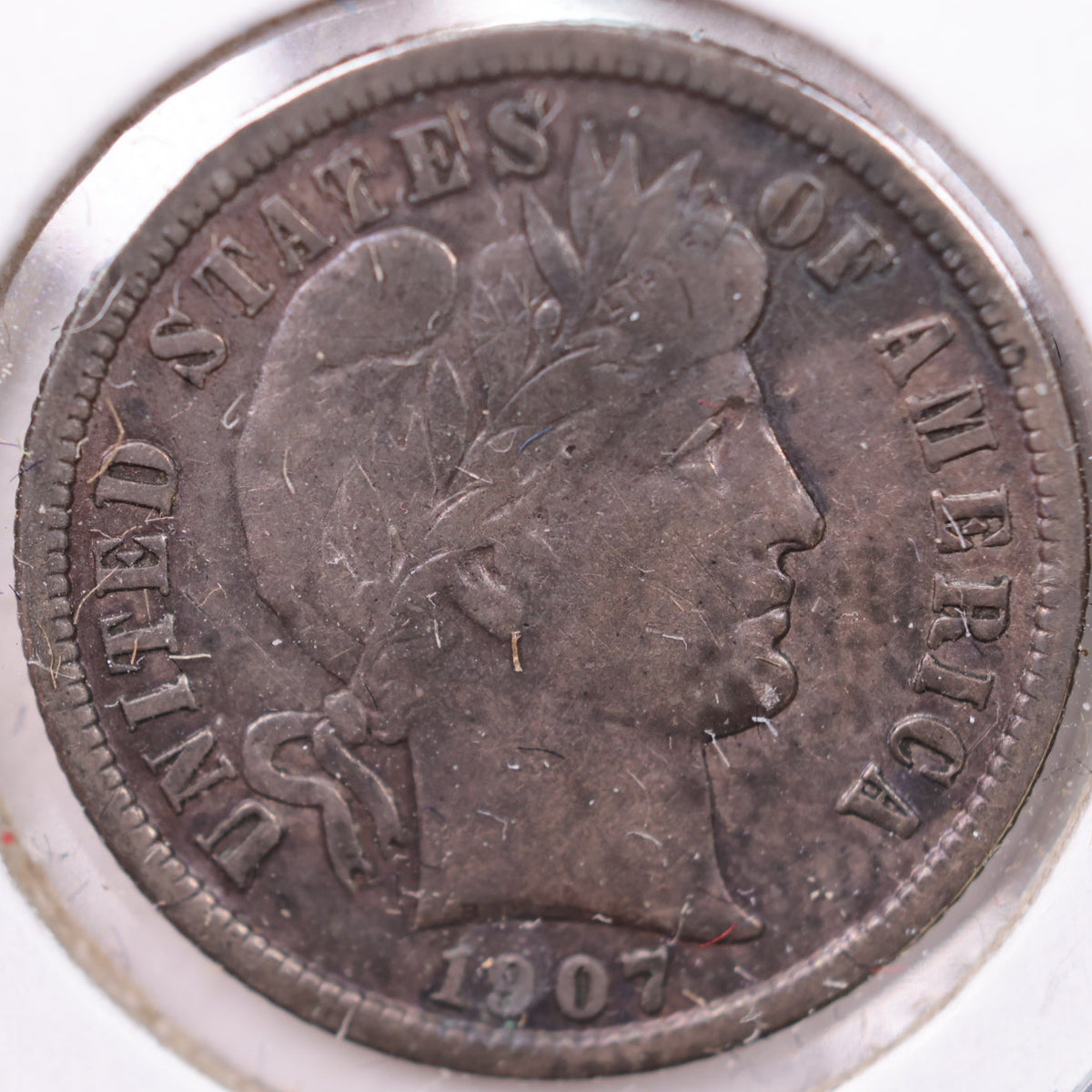 1907-S Barber Dime, Very Fine+ Circulated Coin, Store #DE867
