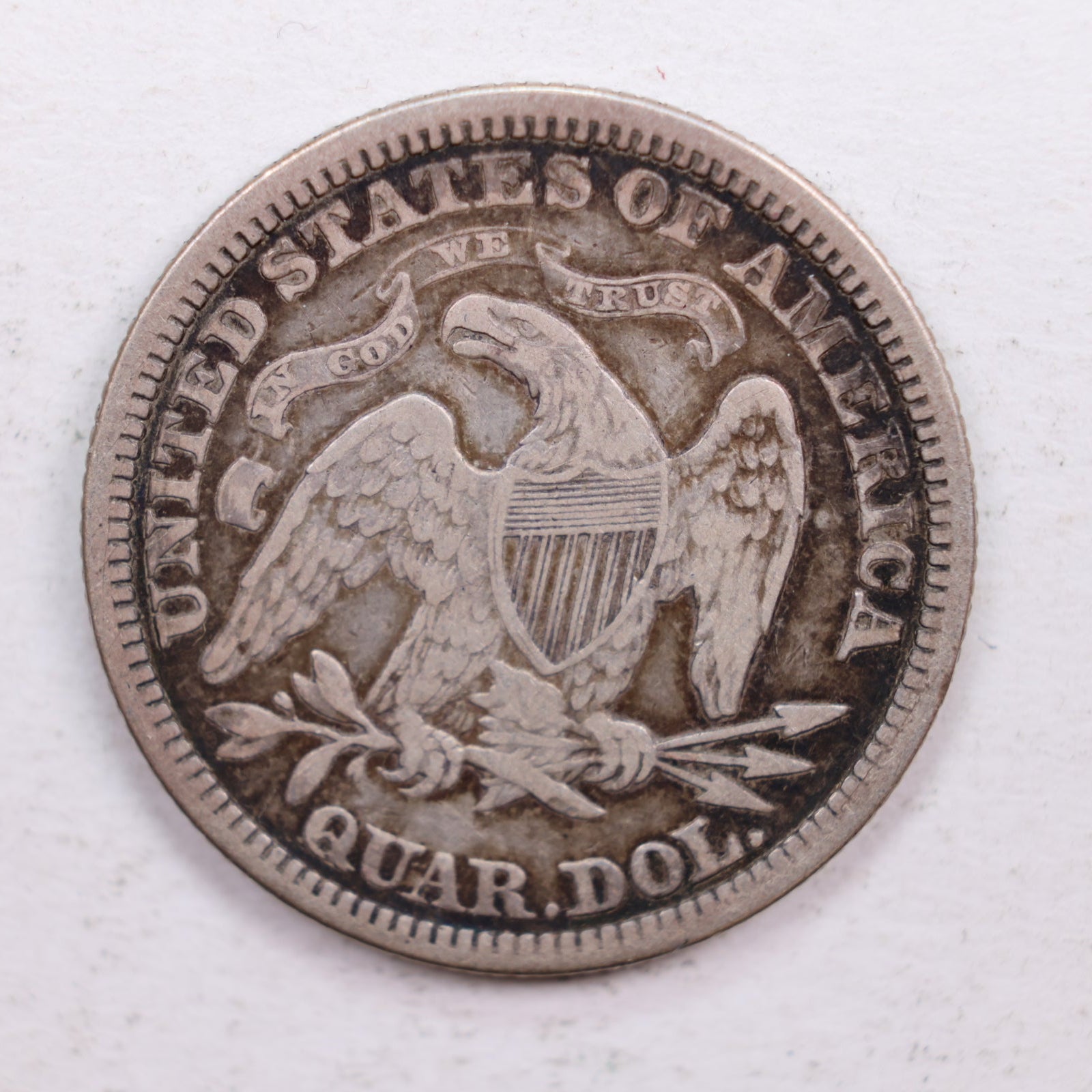 1867 Seated Liberty Quarter., Very Fine Circulated Collectible Coin., Store #QR572.