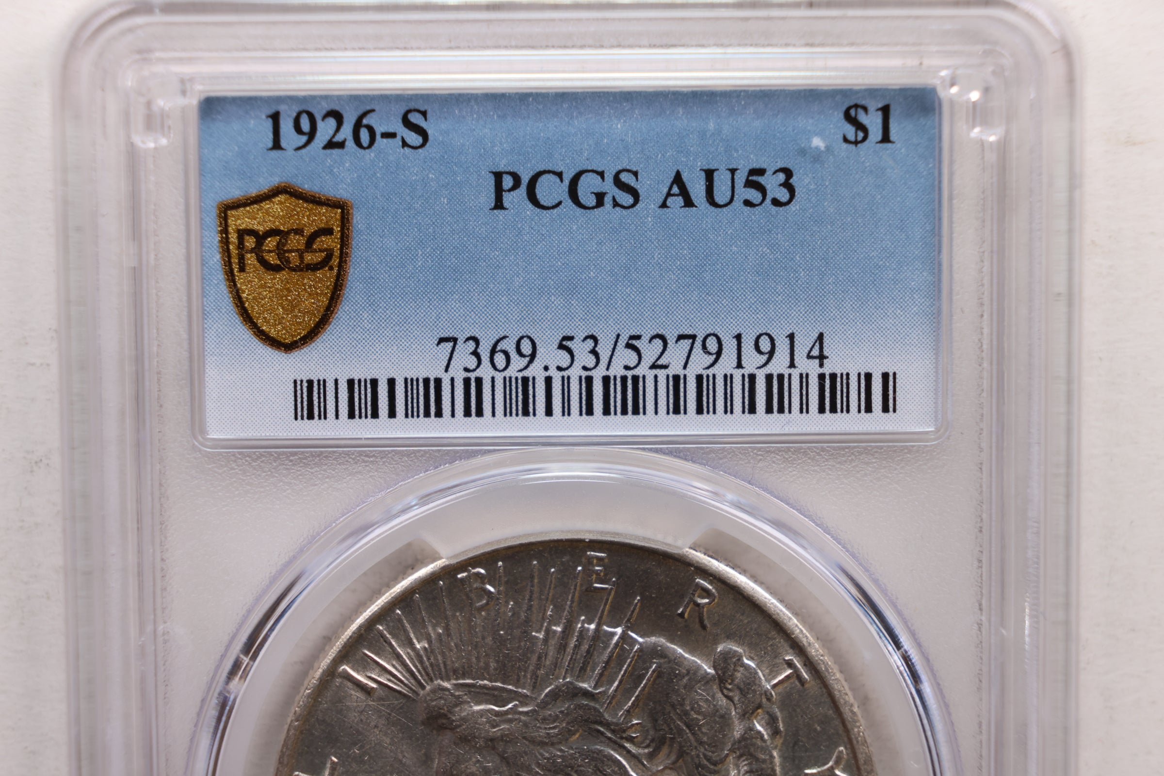 1926-S Peace Silver Dollar., PCGS AU-53, Affordable., Store #GDR0143.