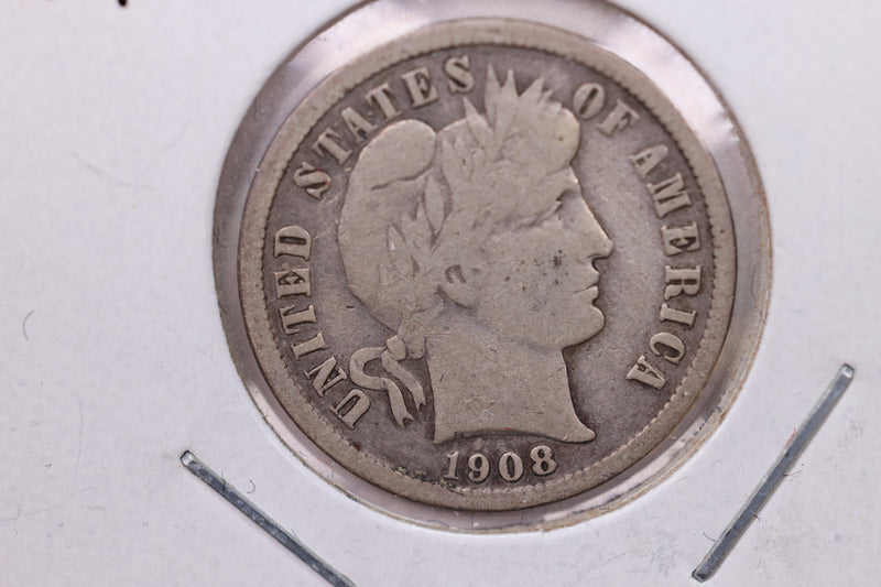 1908-D Barber Silver Dime., Fine., Store Sale