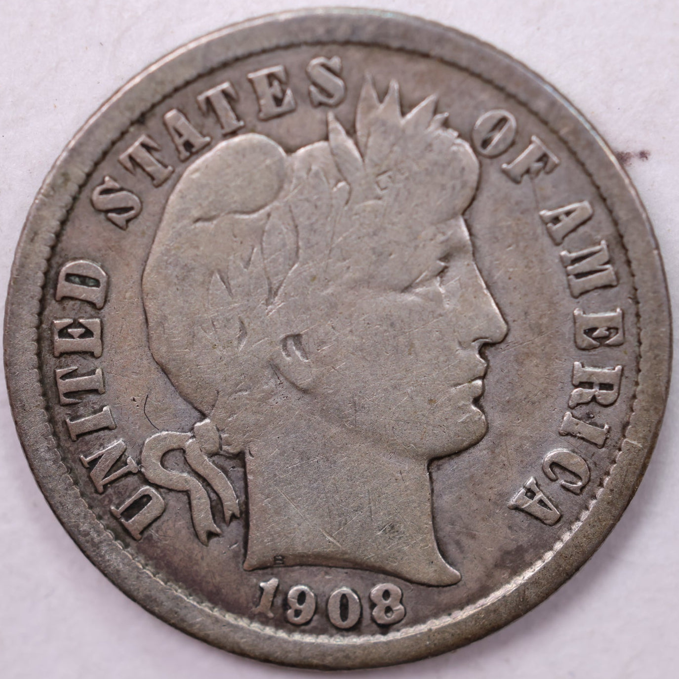 1908-D Barber Dime, Fine Circulated Coin, Store #19518