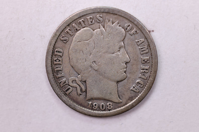 1908-D Barber Silver Dime., Fine., Store Sale
