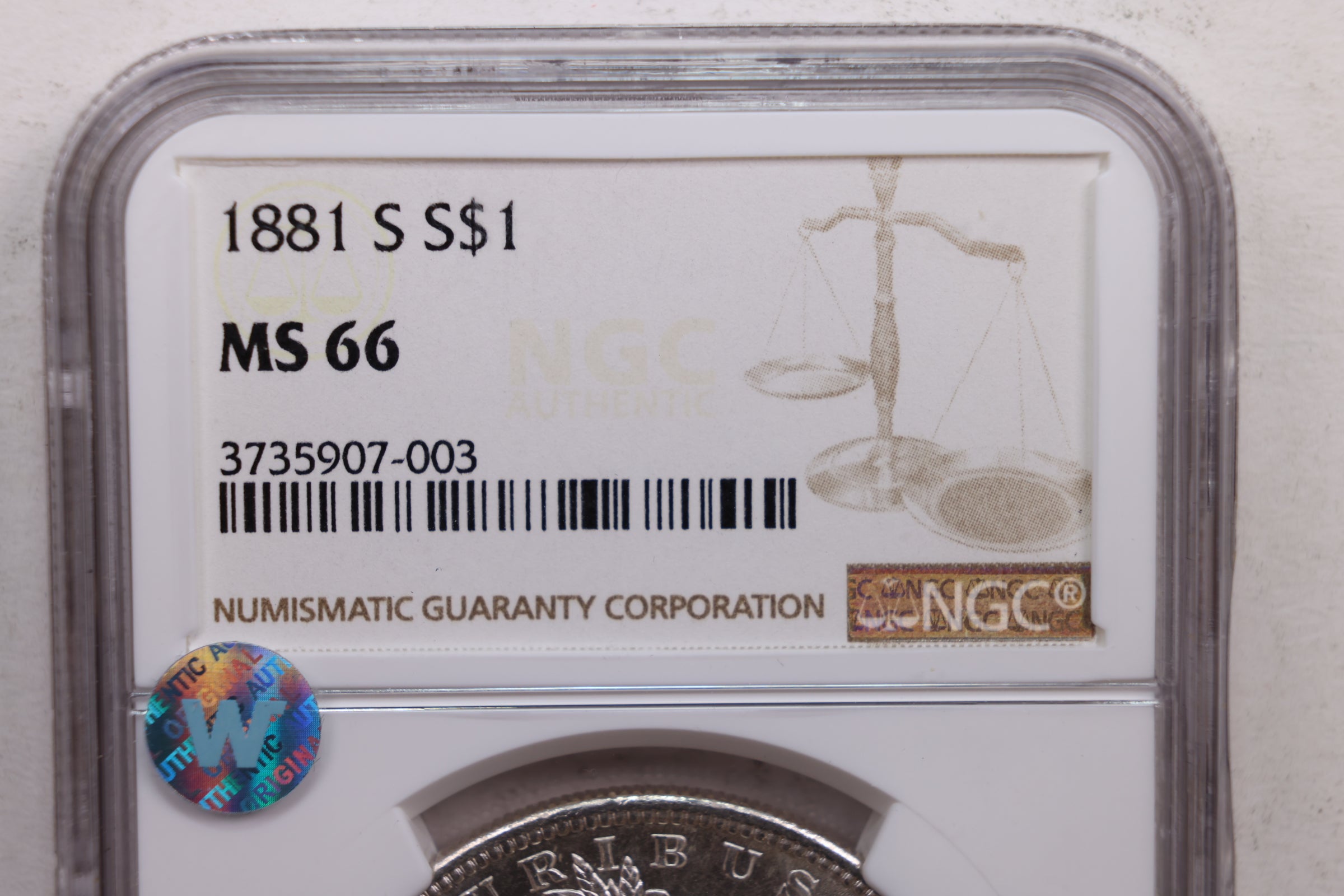 1881-S Morgan Silver Dollar., NGC MS-66., Store SALE #GDR0146.