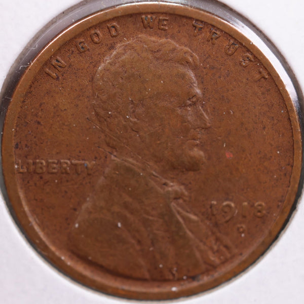1918-D Lincoln Wheat Cent, Very Fine Circulated Coin, Store #CT0121