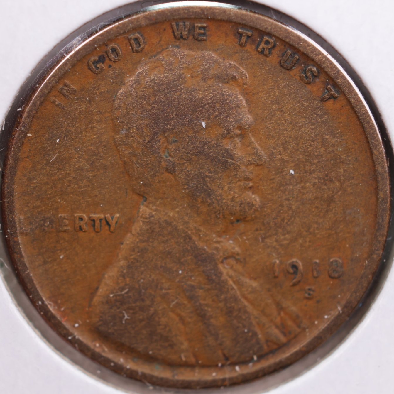1918-S Lincoln Wheat Cent, Very Fine Circulated Coin, Store #CT0122