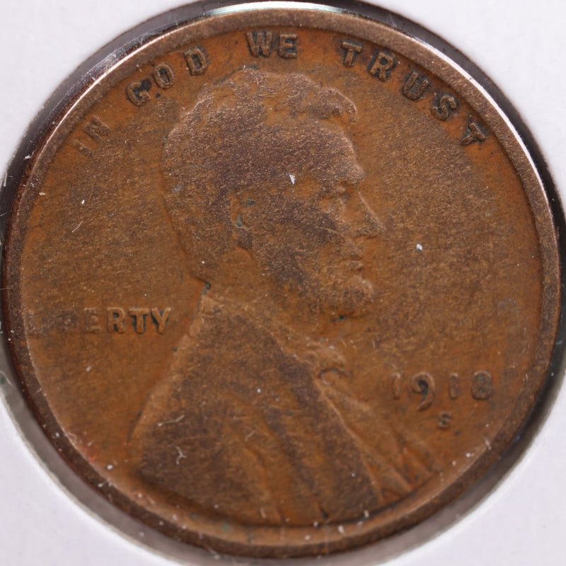 1918-S Lincoln Wheat Cent, Very Fine Circulated Coin, Store