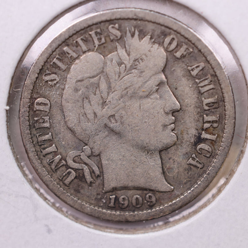 1909 Barber Silver Dime., V.F., Store Sale