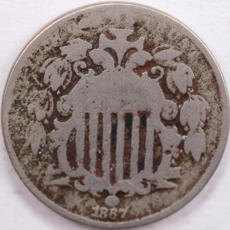 1867 Shield Nickel, Fair Circulated Coin, Store