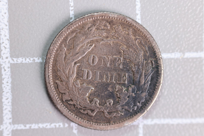 1872 Seated Liberty Dime, Affordable Circulated Collectible Coin. Store