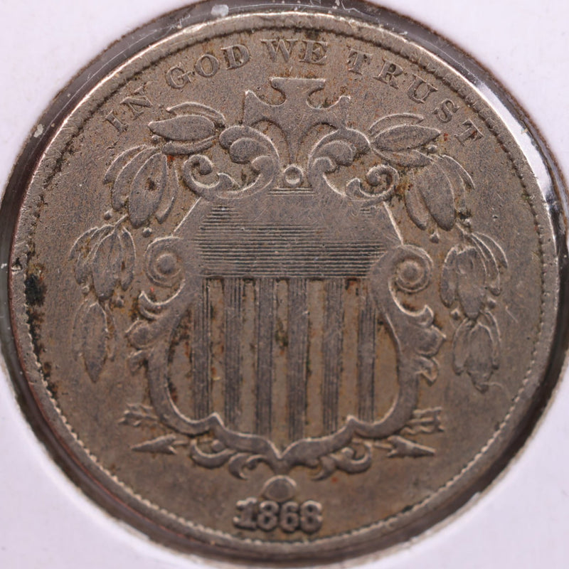 1868 Shield Nickel, Fine Circulated Coin, Store