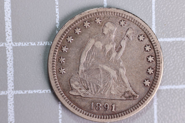 1891 Seated Liberty Quarter, Affordable Collectible Coin, Store #230727027