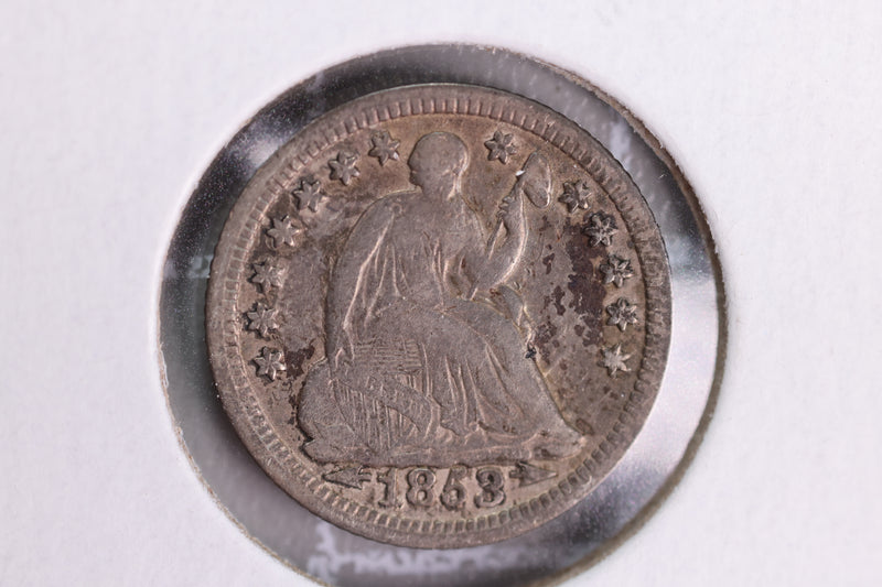 1853 Seated Liberty Half Dime, Affordable Collectible Coin. Store