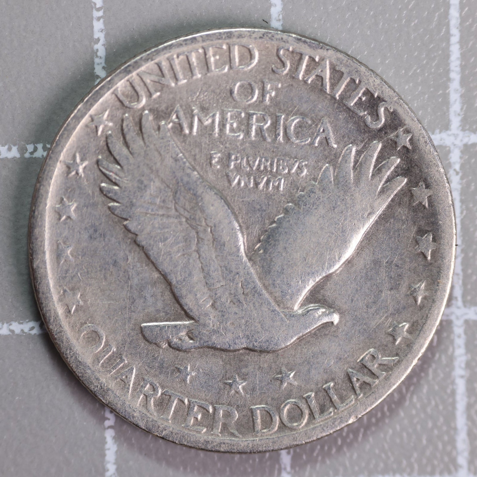 1920-D Standing Liberty Silver Quarter, Very Good +, Circulated Coin. Store #QR1565.