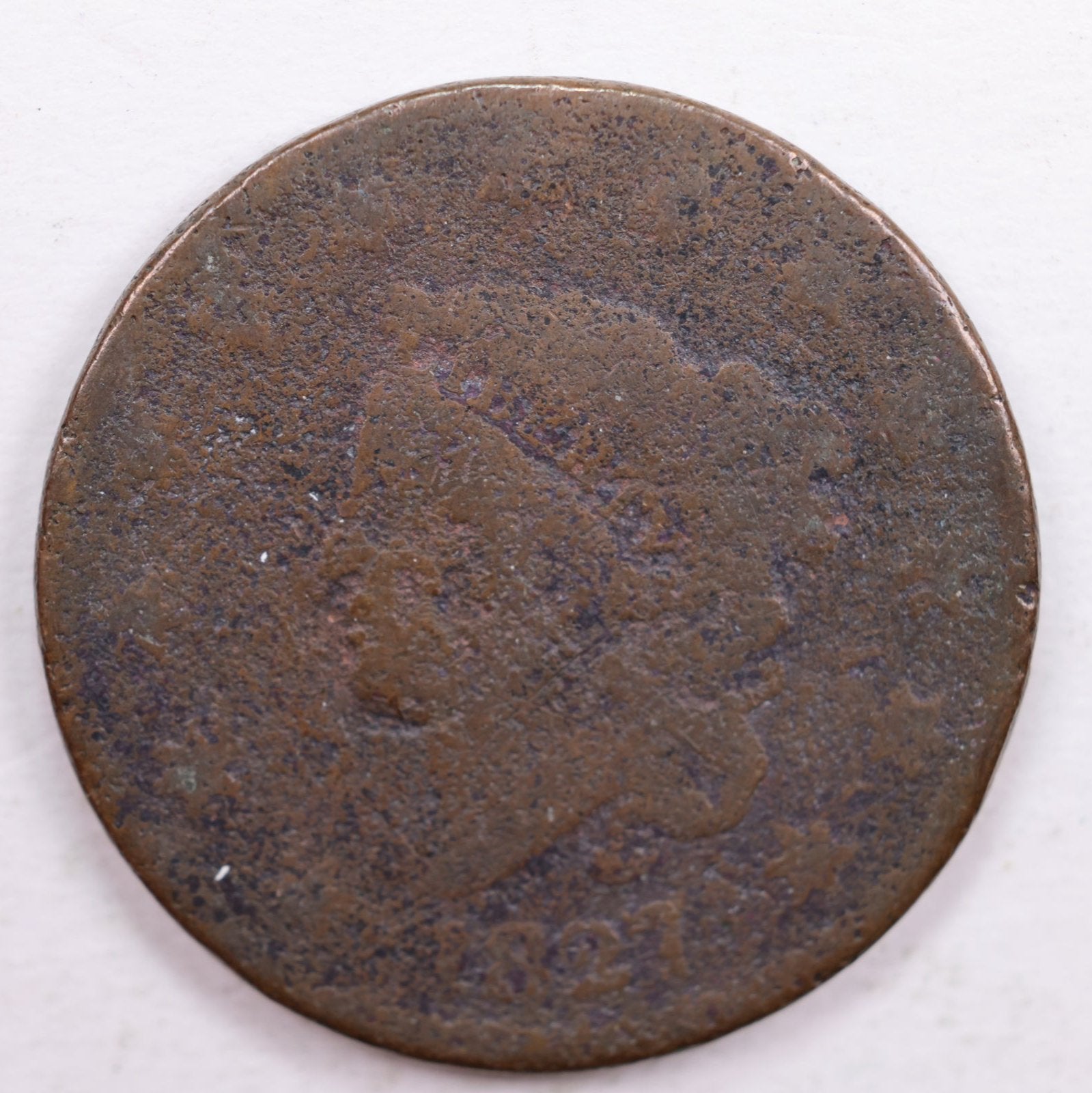 1827 Matron Head, Large Cent, About Good Details, Circulated Coin, Store #CT0026
