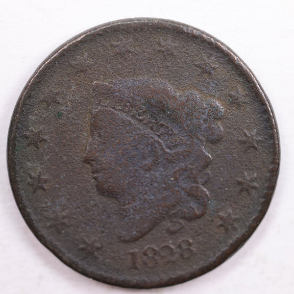 1828 Matron Head., Large Cent., Fine Details., Circulated Coin., Store Sale #CT0027