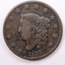 1833 Matron Head Large Cent, Fine+ Circulated Coin, Store