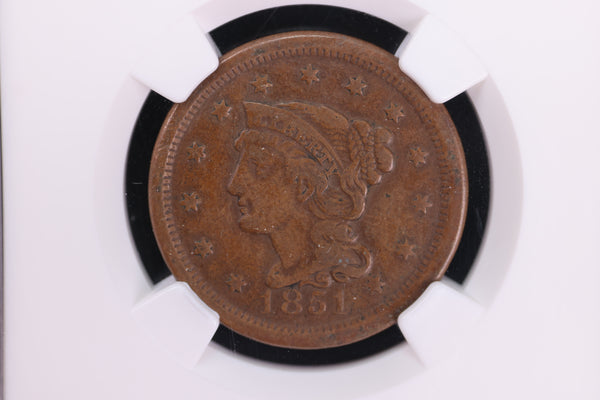 1851 Large Cent, Nice Eye Appeal. NGC Graded VF-30. Store #23080305