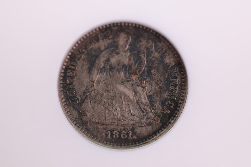 1861 Seated Liberty Half Dime, Civil War Year, Breen-3102, ANACS EF Details, Store