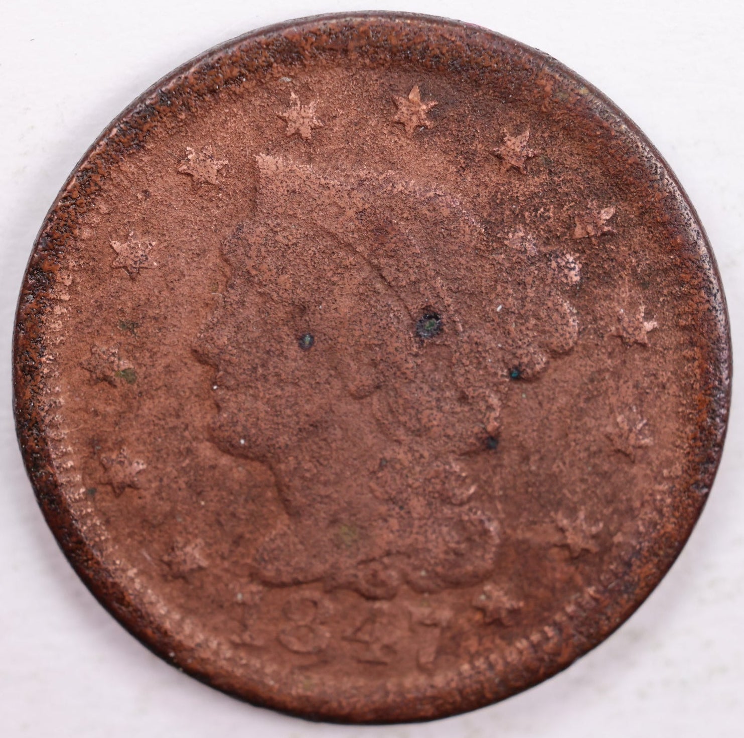 1847 Braided Hair Large Cent, Very Good Circulated Coin, Store #CT0042