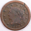 1847 Braided Hair Large Cent, Very Good Circulated Coin, Store