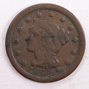 1848 Braided Hair, Large Cent, Very Good Circulated Coin, Store Sale