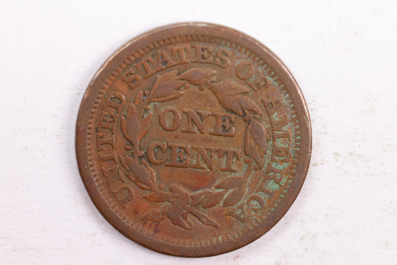 1849 Braided Hair., Large Cent., Fine Details Circulated Coin., Store Sale