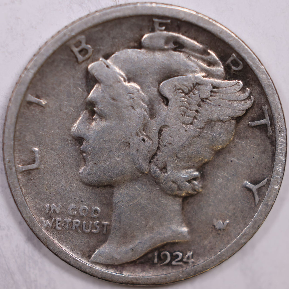 1924 Mercury Dime, Very Fine Circulated Coin, Store #DE1014