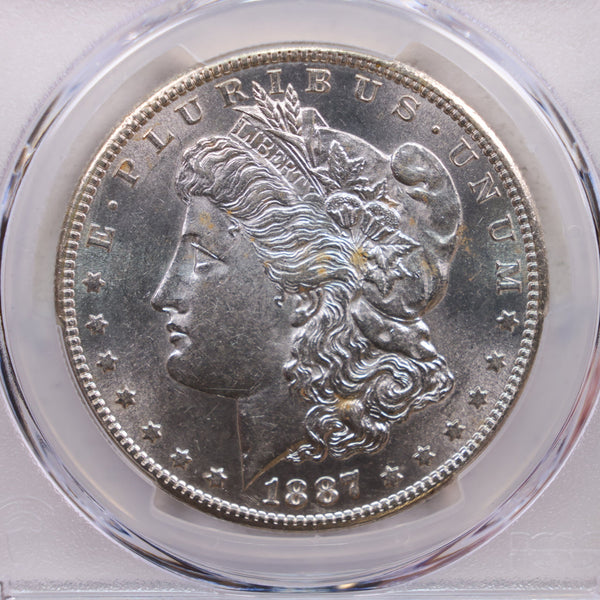 1887-S Morgan Silver Dollar., PCGS AU58, 'DATE'., Store SALE #GDR0193.