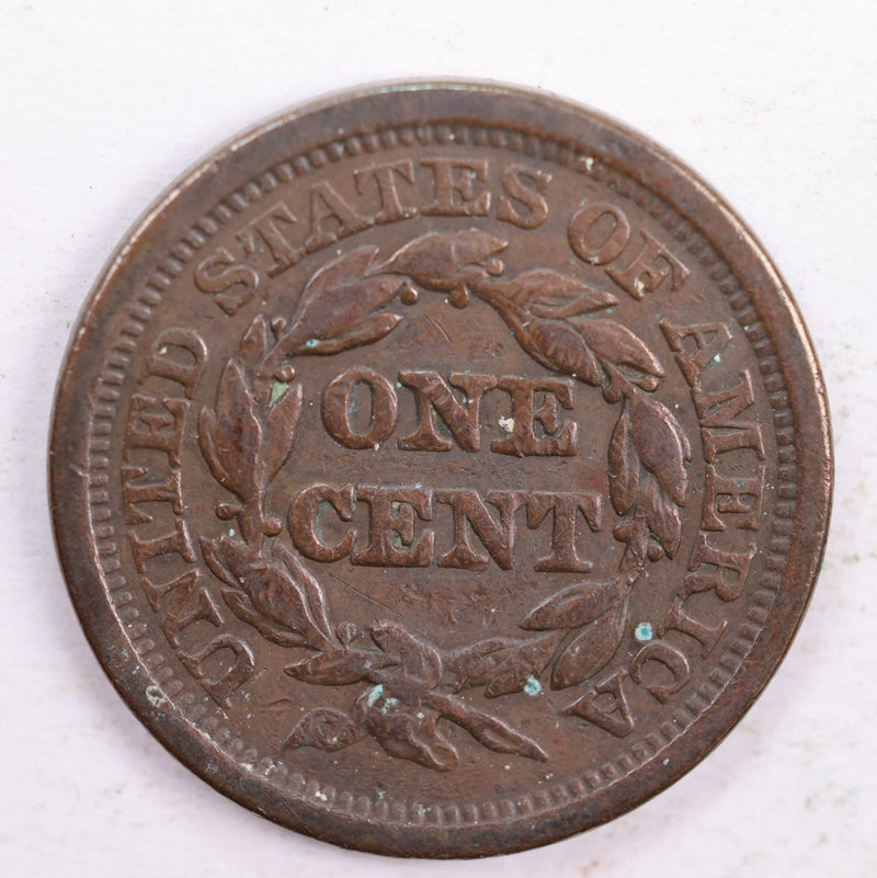 1850 Braided Hair Large Cent, Fine Circulated Coin, Store