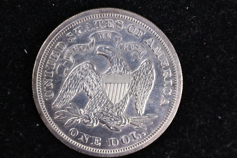 1869 Liberty Seated Silver Dollar, Cleaned yet Nice & Low Mintage- Store